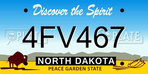 4FV467 North Dakota License Plate