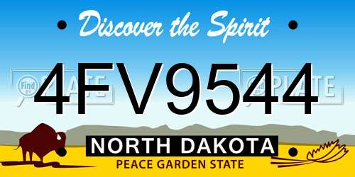 4FV9544 North Dakota License Plate