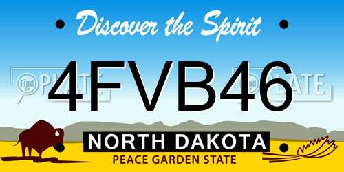 4FVB46 North Dakota License Plate