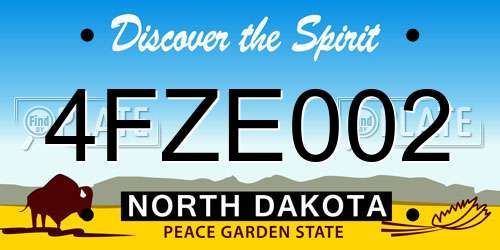 4FZE002 North Dakota License Plate