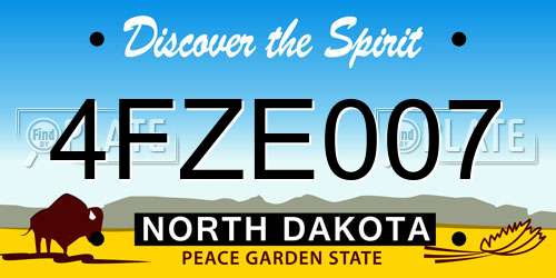 4FZE007 North Dakota License Plate