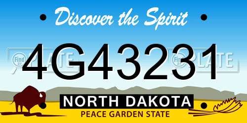 4G43231 North Dakota License Plate