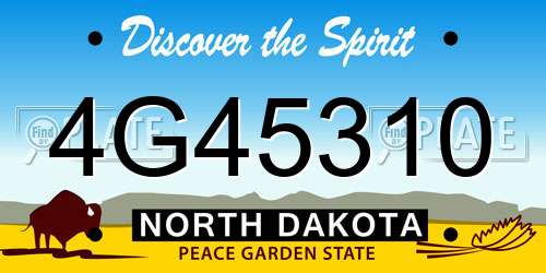 4G45310 North Dakota License Plate