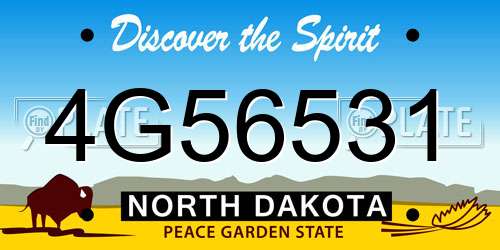 4G56531 North Dakota License Plate
