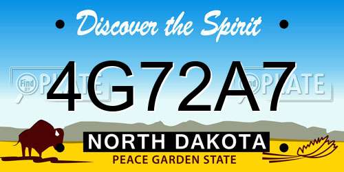 4G72A7 North Dakota License Plate