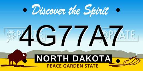 4G77A7 North Dakota License Plate