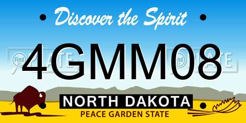 4GMM08 North Dakota License Plate
