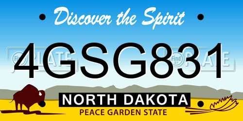4GSG831 North Dakota License Plate