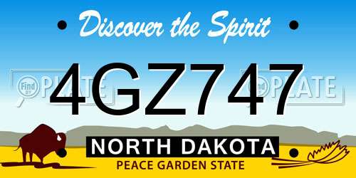 4GZ747 North Dakota License Plate