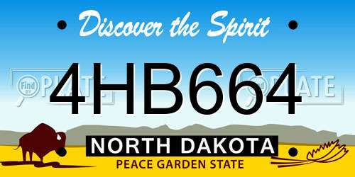 4HB664 North Dakota License Plate
