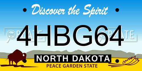 4HBG64 North Dakota License Plate