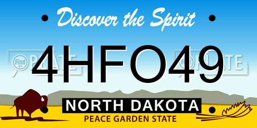 4HFO49 North Dakota License Plate