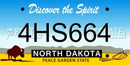 4HS664 North Dakota License Plate