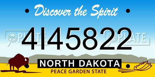 4I45822 North Dakota License Plate