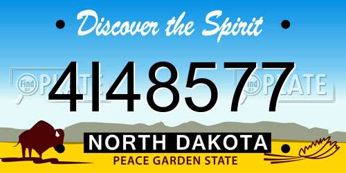 4I48577 North Dakota License Plate