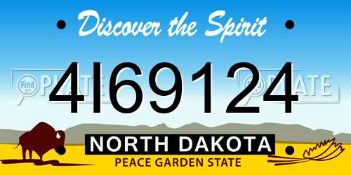 4I69124 North Dakota License Plate