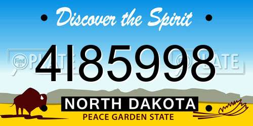 4I85998 North Dakota License Plate