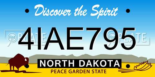 4IAE795 North Dakota License Plate
