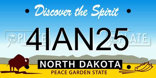 4IAN25 North Dakota License Plate