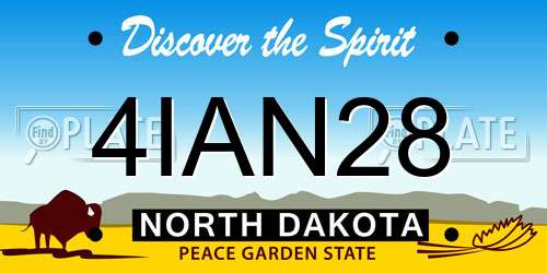 4IAN28 North Dakota License Plate