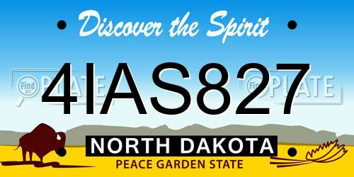 4IAS827 North Dakota License Plate