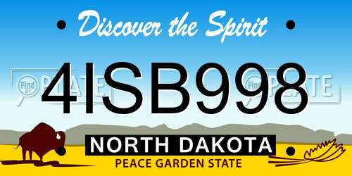 4ISB998 North Dakota License Plate