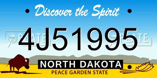 4J51995 North Dakota License Plate