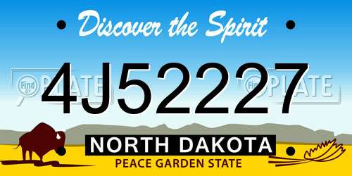 4J52227 North Dakota License Plate