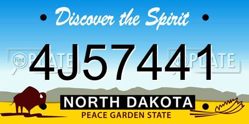 4J57441 North Dakota License Plate