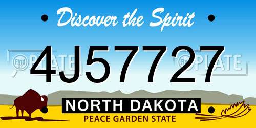 4J57727 North Dakota License Plate