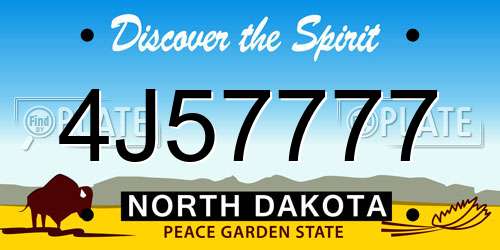 4J57777 North Dakota License Plate