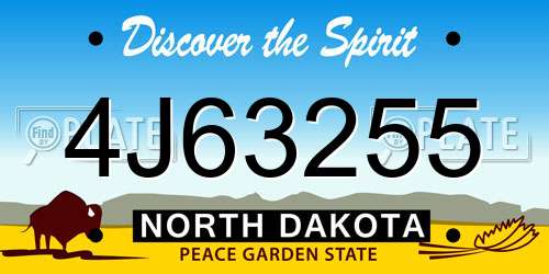 4J63255 North Dakota License Plate