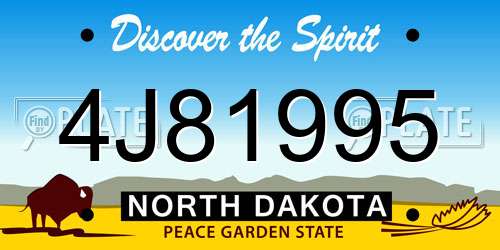 4J81995 North Dakota License Plate