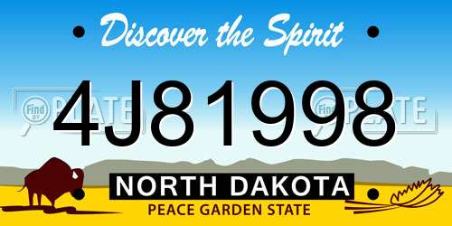 4J81998 North Dakota License Plate