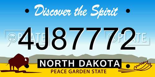 4J87772 North Dakota License Plate