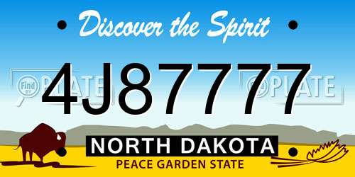 4J87777 North Dakota License Plate