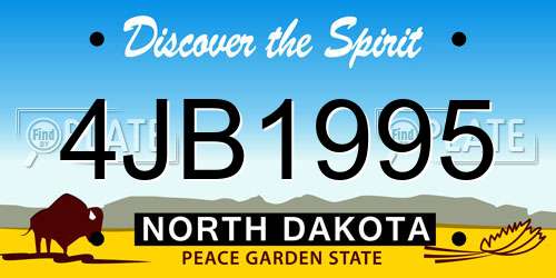 4JB1995 North Dakota License Plate