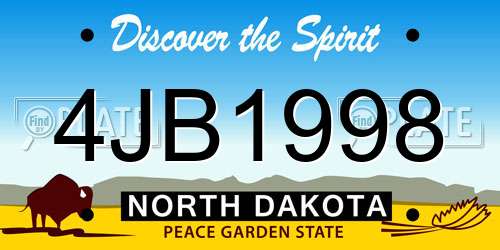 4JB1998 North Dakota License Plate
