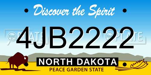 4JB2222 North Dakota License Plate