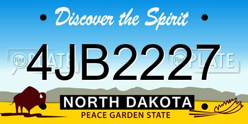 4JB2227 North Dakota License Plate