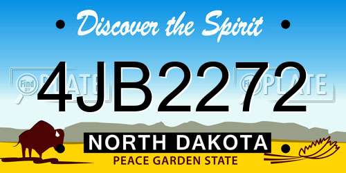 4JB2272 North Dakota License Plate