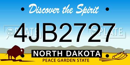 4JB2727 North Dakota License Plate