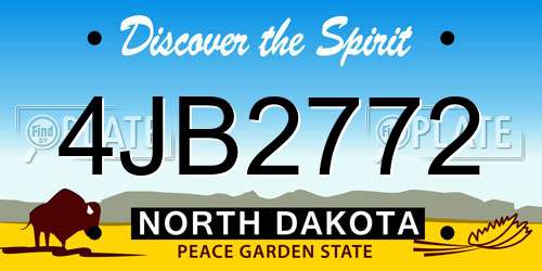 4JB2772 North Dakota License Plate