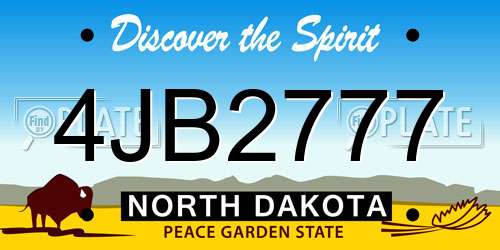4JB2777 North Dakota License Plate