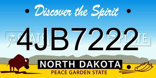 4JB7222 North Dakota License Plate