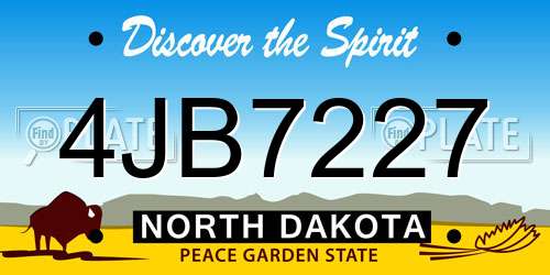 4JB7227 North Dakota License Plate