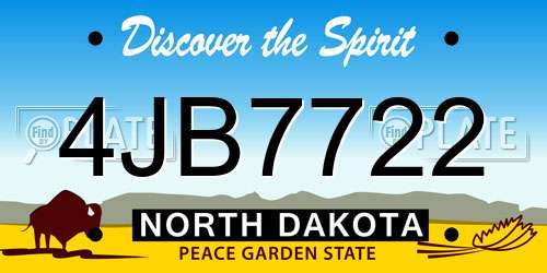 4JB7722 North Dakota License Plate