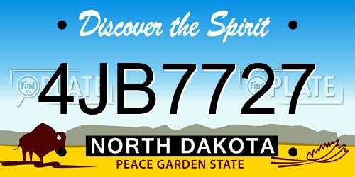 4JB7727 North Dakota License Plate