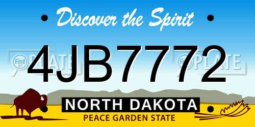 4JB7772 North Dakota License Plate