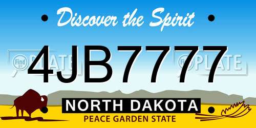 4JB7777 North Dakota License Plate
